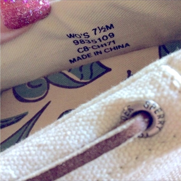 SPERRY Top Sider Slip On Loafer Natural Canvas Deck Shoes 7.5 - Picture 9 of 10